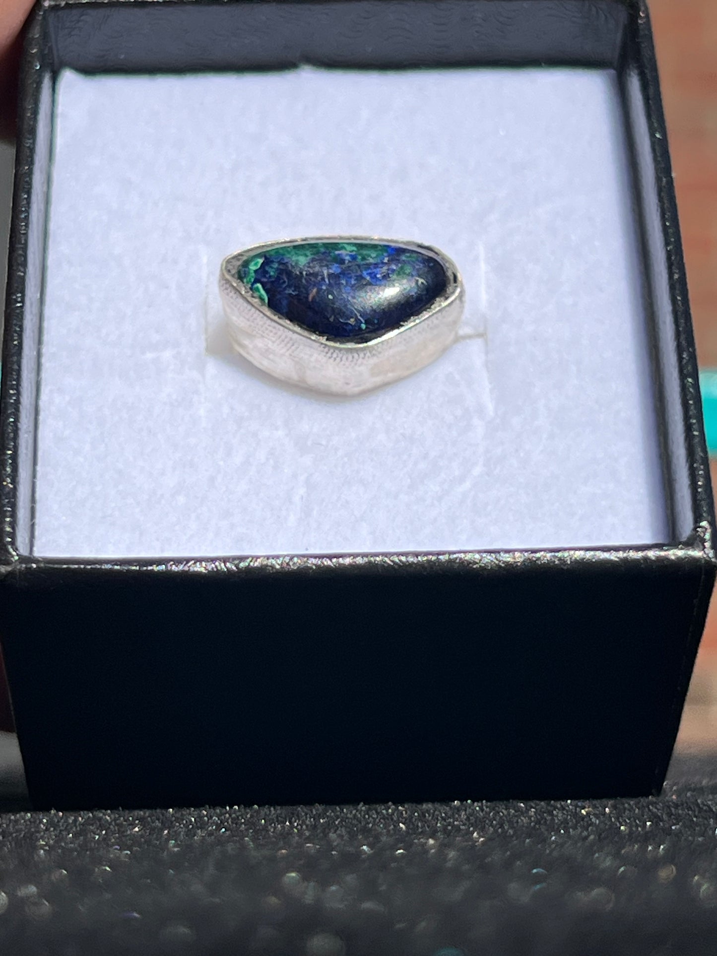 Handmade Sterling Silver Azurite Ring – One of a Kind