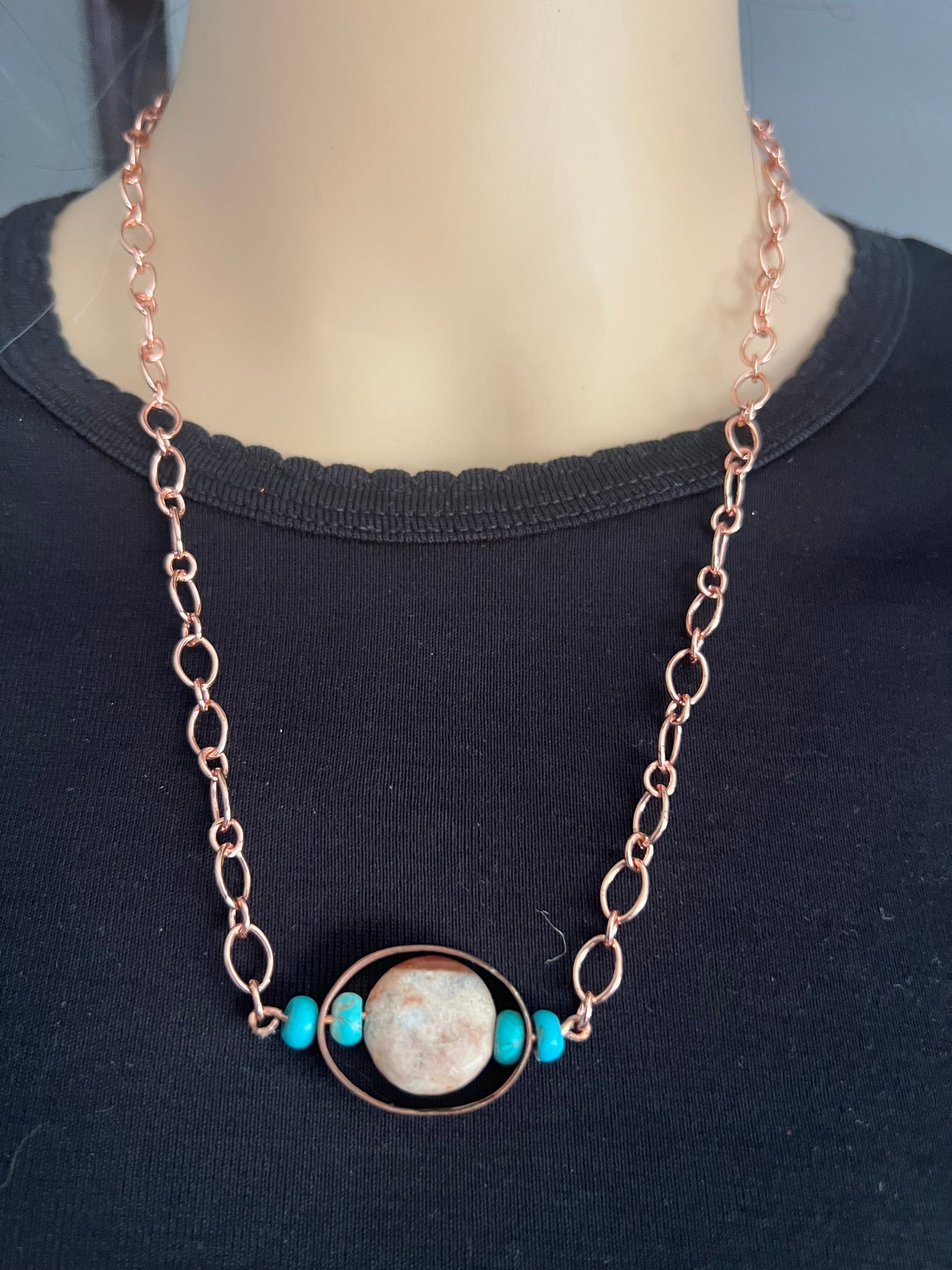 Desert Calm” — Copper & Turquoise Balance Necklace