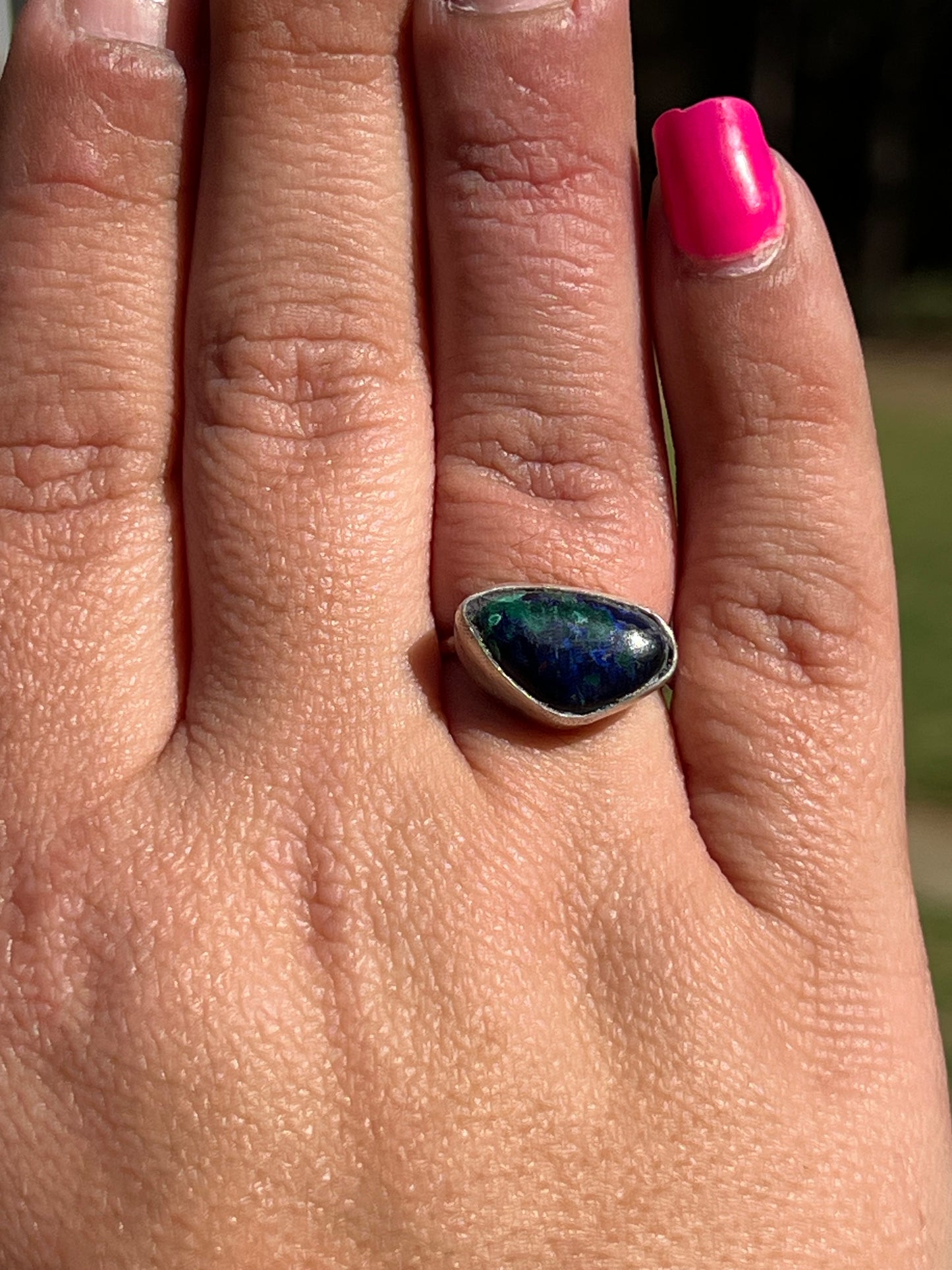 Handmade Sterling Silver Azurite Ring – One of a Kind
