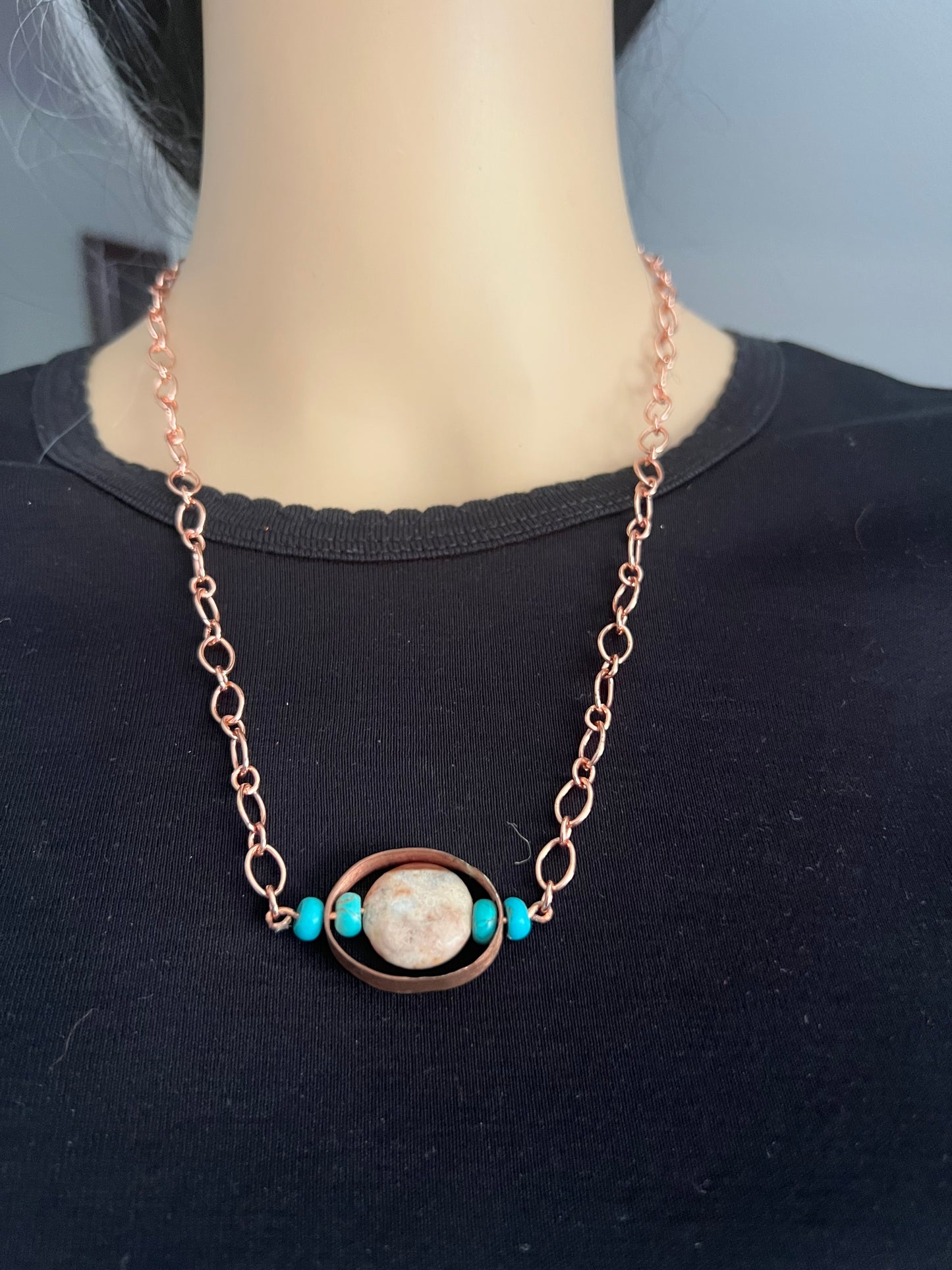 Desert Calm” — Copper & Turquoise Balance Necklace