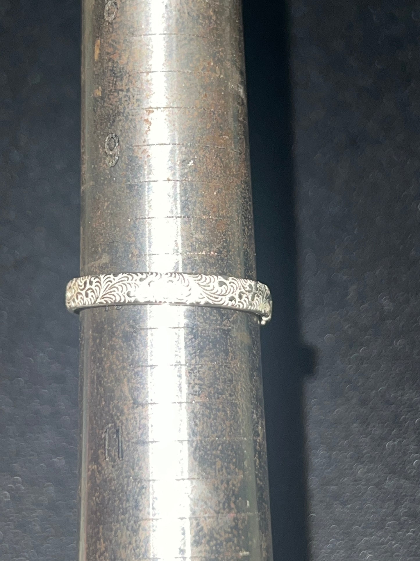 Patterned Sterling Silver Ring – Size 10 | Handcrafted Scroll Band | Boho Western Minimalist Jewelry