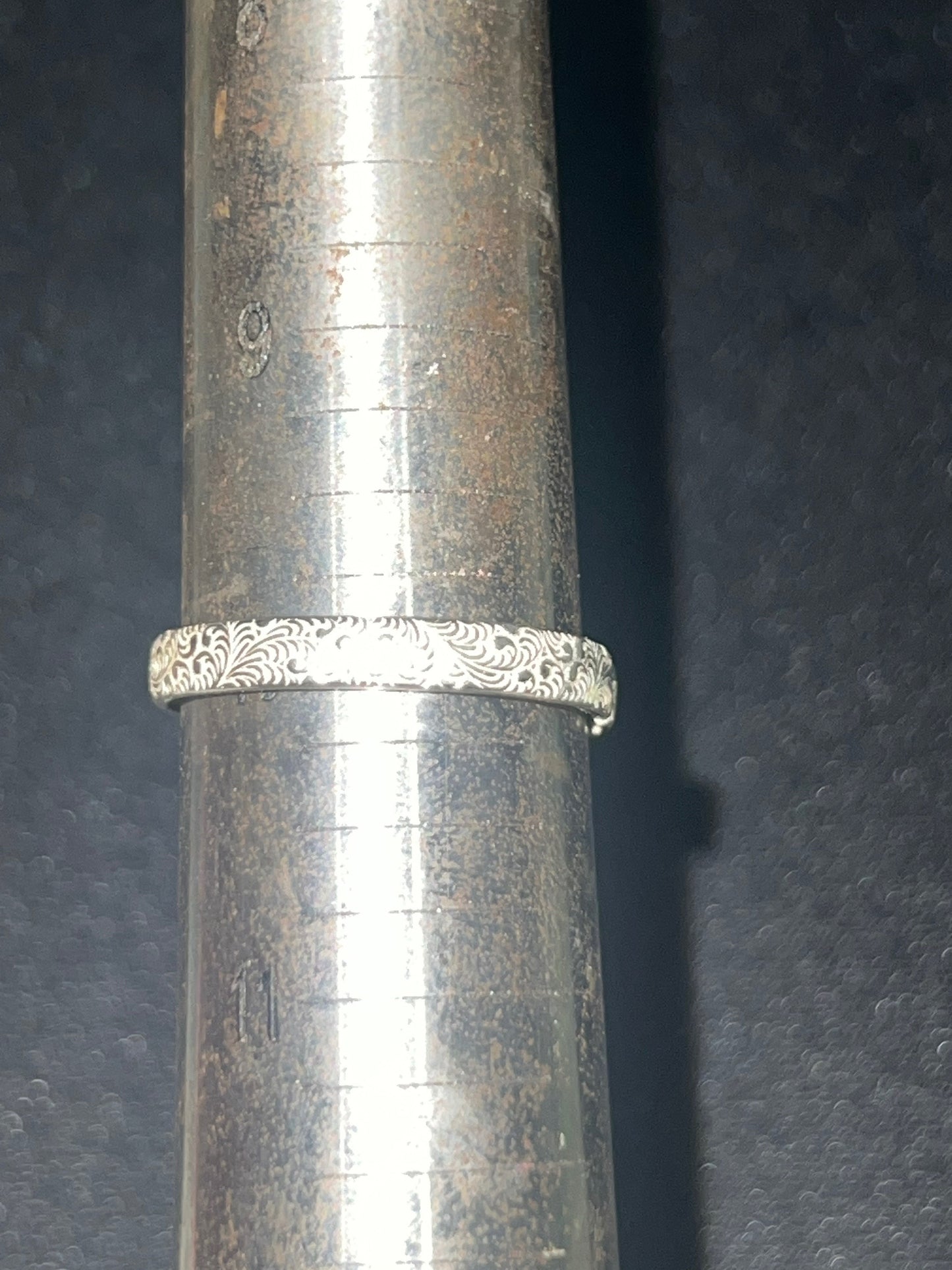 Patterned Sterling Silver Ring – Size 10 | Handcrafted Scroll Band | Boho Western Minimalist Jewelry