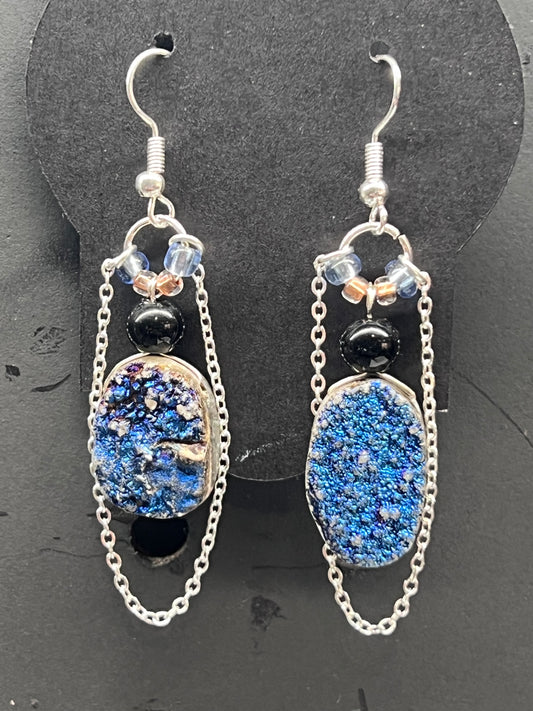 Blue druzy agate