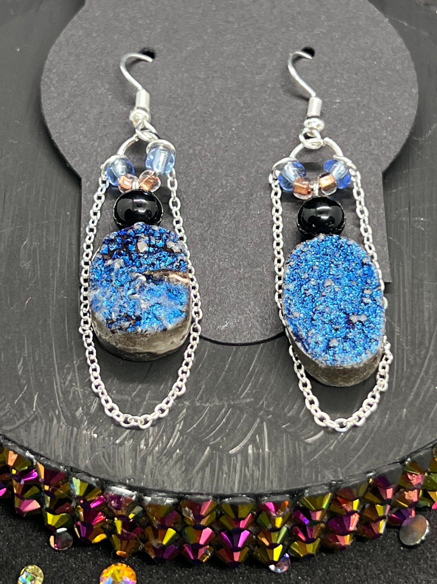 Blue druzy agate