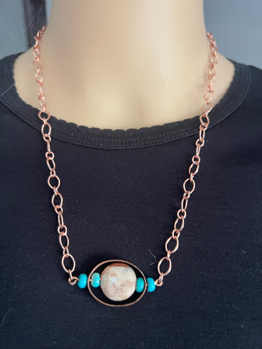 Desert Calm” — Copper & Turquoise Balance Necklace
