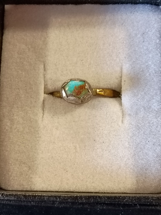 Turquoise Hexagon Sterling Silver Ring – Handcrafted Southwestern Gemstone Jewelry