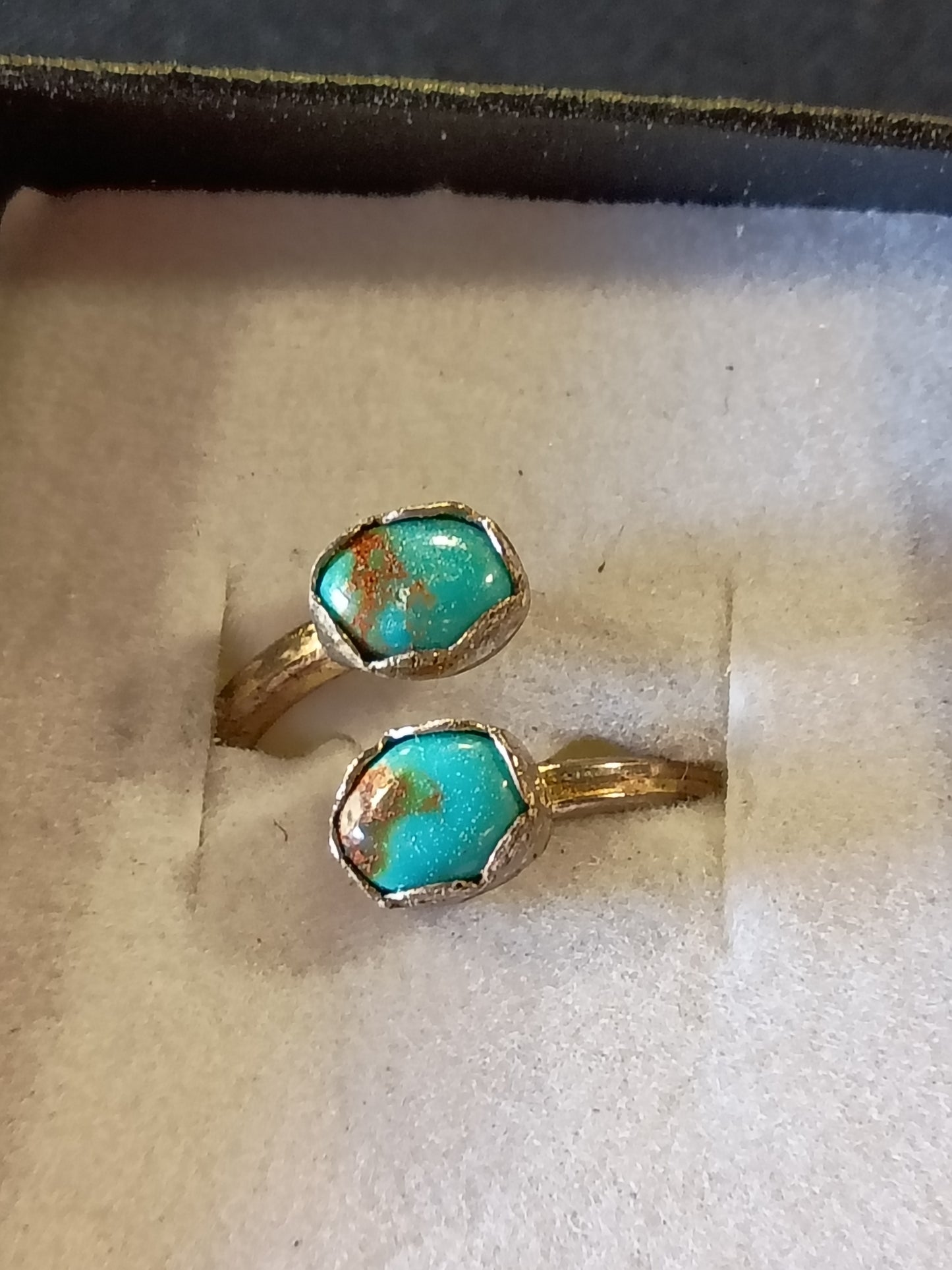 Turquoise Split Band Sterling Silver Ring – Adjustable Southwestern Style