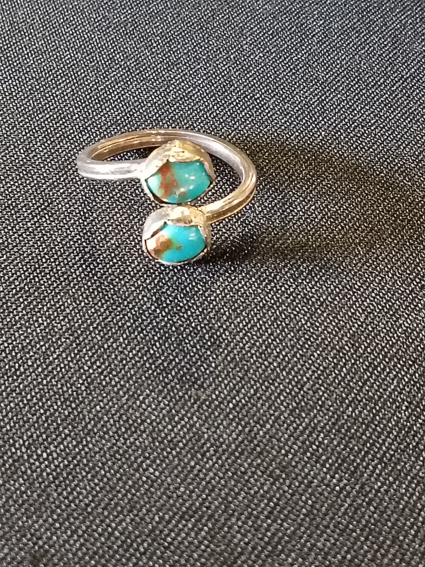 Turquoise Split Band Sterling Silver Ring – Adjustable Southwestern Style