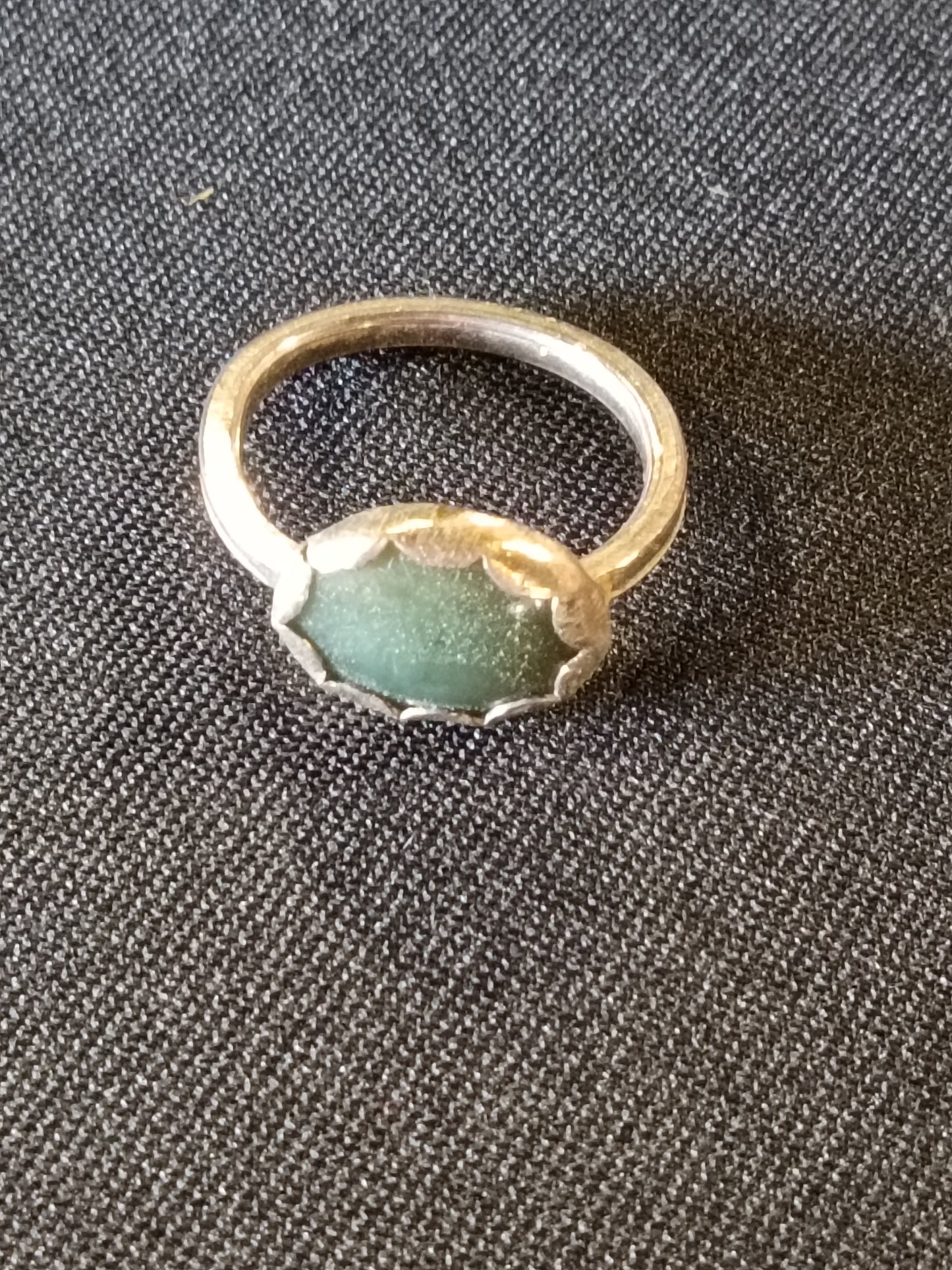 Prehnite Sterling Silver Ring – Calming Green Gemstone with Scalloped Bezel