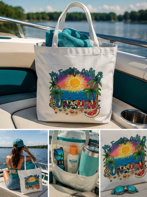 Canvas Boat Tote Bag | Large DTF Coastal Tote | The Crafty Family Co.