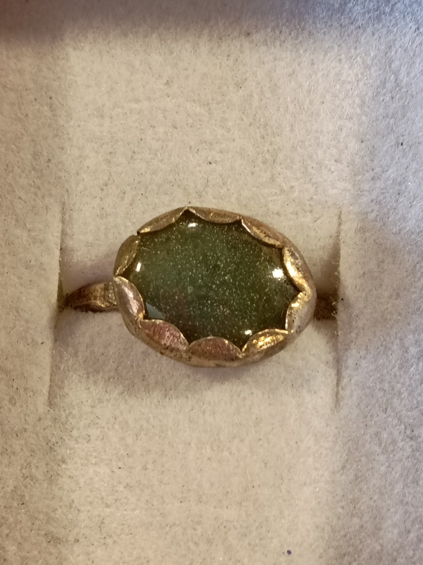 Prehnite Sterling Silver Ring – Calming Green Gemstone with Scalloped Bezel