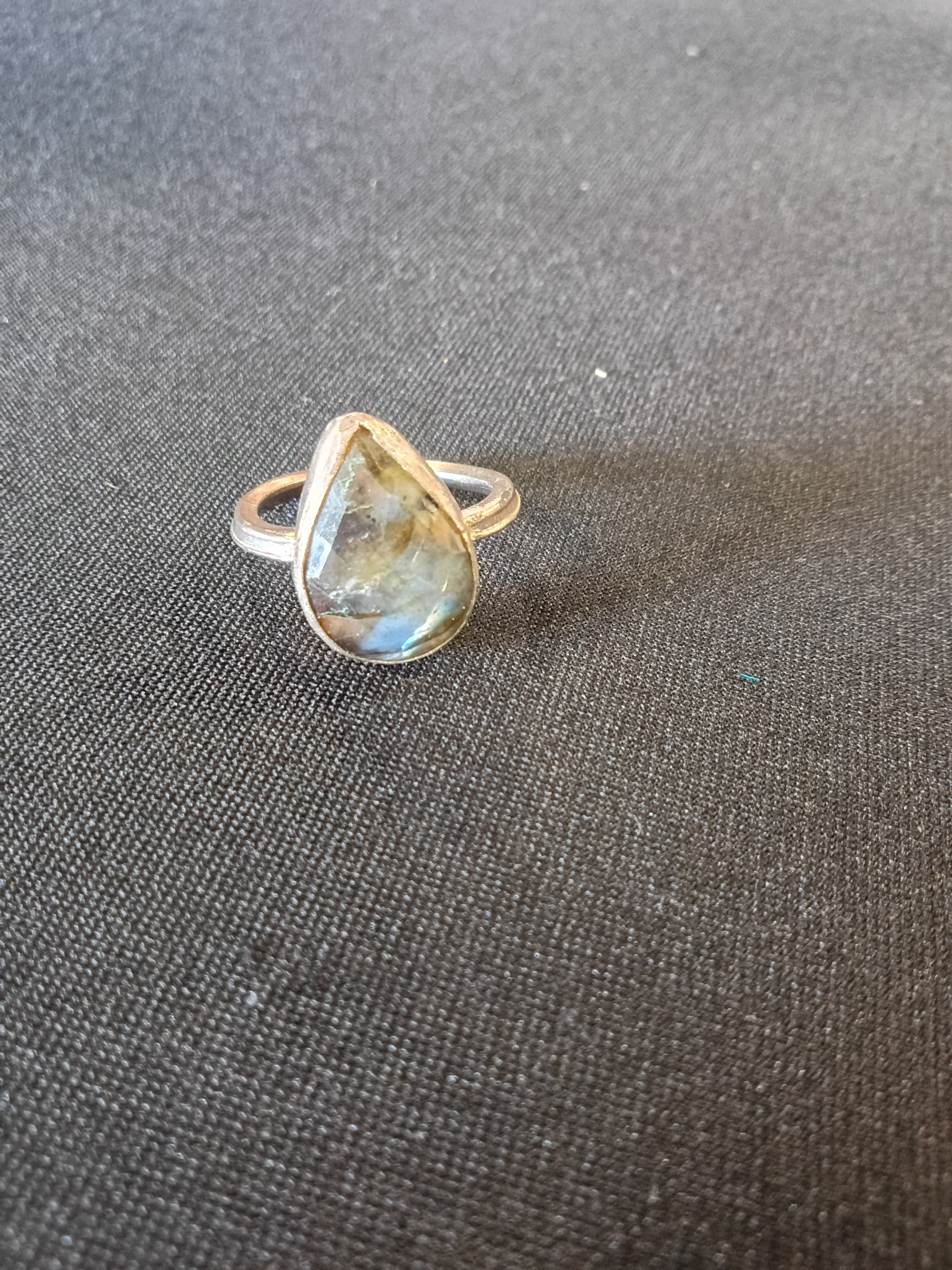 Teardrop Labradorite Sterling Silver Ring – Flash and Fire Statement Gemstone